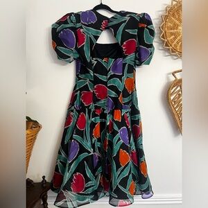 Vintage tea dress 1980s 1990s cottagecore SILK